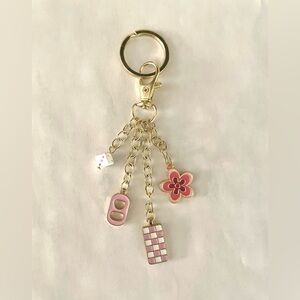 Pink Gold Key Chain Purse FOB Vans Checkerboard Check Pull Tab Dice Flower Charm